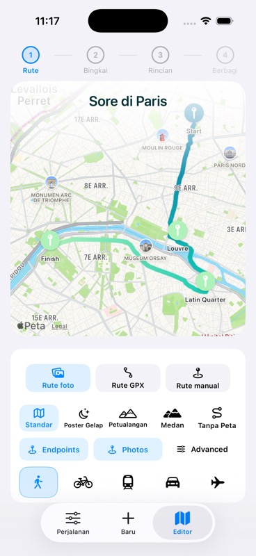 Evertrail menemukan kenangan perjalanan di peta Jepang