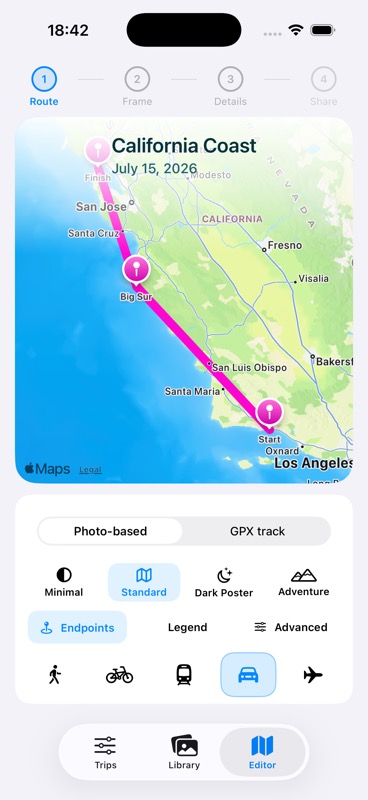 Evertrail route-source and legend controls