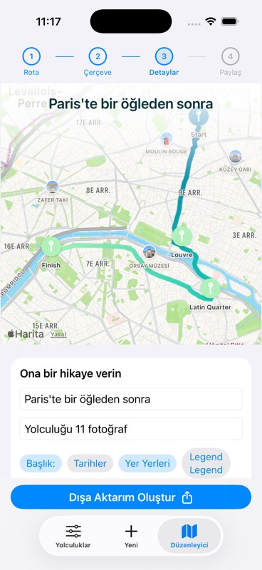 Paris’te örnek yürüyüş için Evertrail yolculuk videosu ayrıntı düzenleyicisi